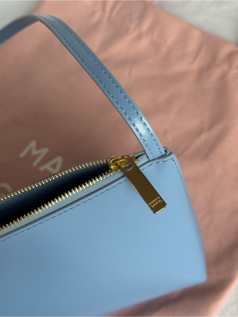 Mansur Gavriel Light Blue Leather Shoulder Bag - Picture 2 of 8